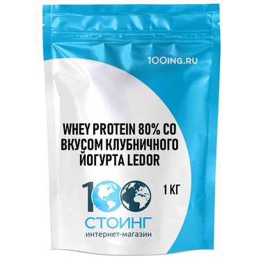 WHEY Protein 80% со вкусом клубничного йогурта Ledor, 1 кг